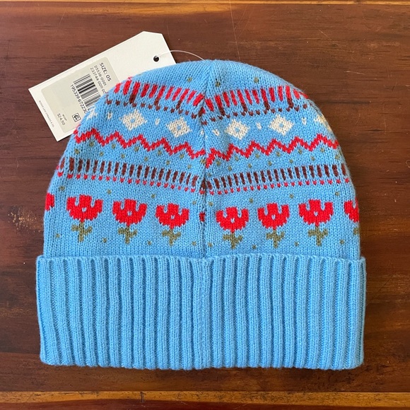 *NWT* Levi’s Fair Isle Graphic Knit Beanie, Blue/Red - Picture 3 of 8